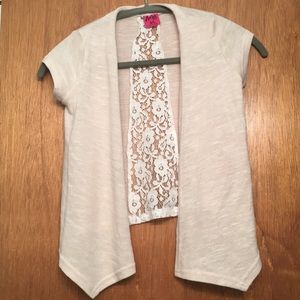 NEW Aviva girls lace back cardigan high low style